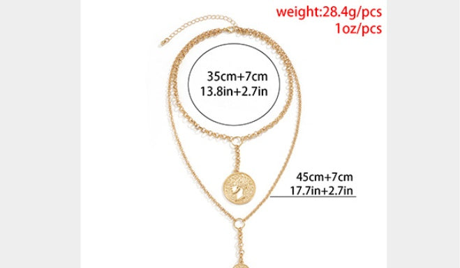 Jewelry Portrait Embossed Tassel Necklace Female