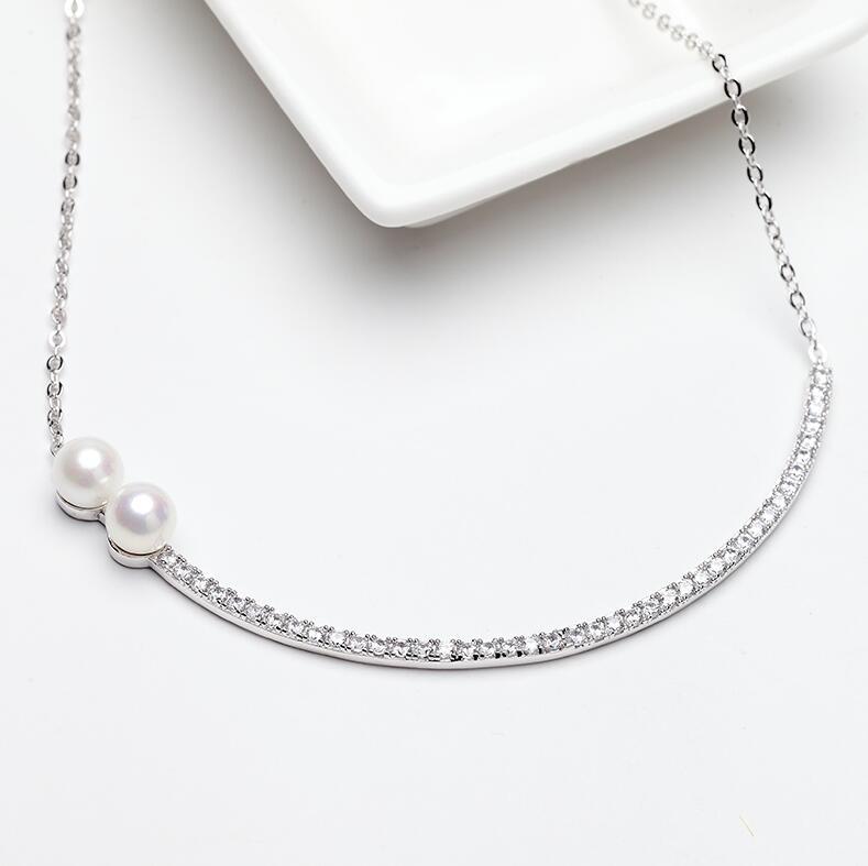 Elegant Clavicle Chain Girl Best Choice Full CZ Pearls White Gold Color Women Choker Necklace