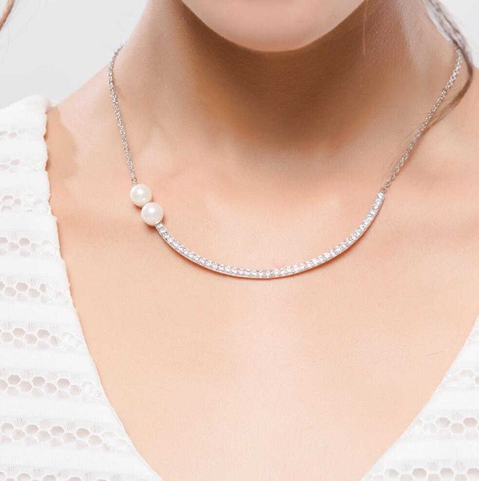 Elegant Clavicle Chain Girl Best Choice Full CZ Pearls White Gold Color Women Choker Necklace