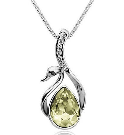 Short diamond drop crystal necklace - beautiful swan