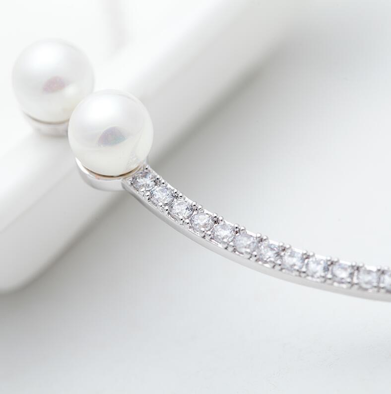 Elegant Clavicle Chain Girl Best Choice Full CZ Pearls White Gold Color Women Choker Necklace