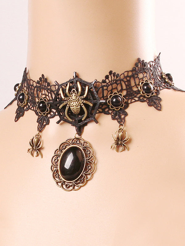 Lace necklace spider necklace female retro