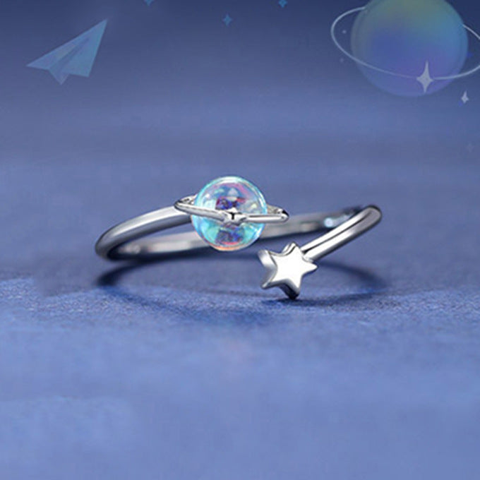 Male And Female Astronauts Silver Plated Rings