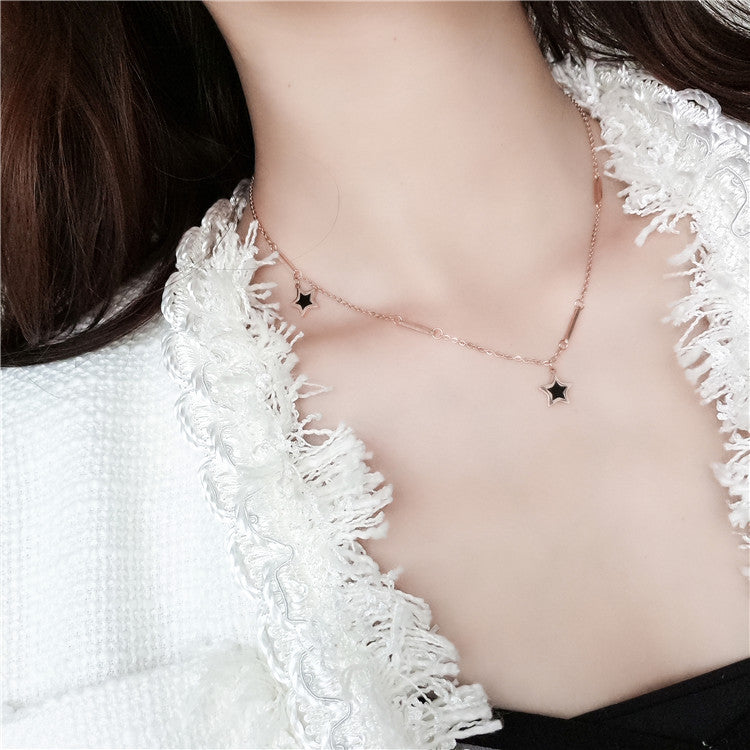Pentagram Necklace Female  Simple Clavicle Chain Short Neck Jewelry Titanium Steel Jewelry