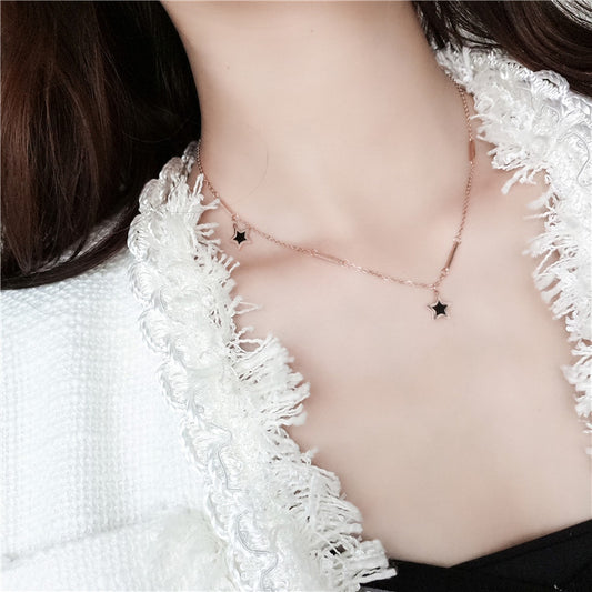 Pentagram Necklace Female  Simple Clavicle Chain Short Neck Jewelry Titanium Steel Jewelry