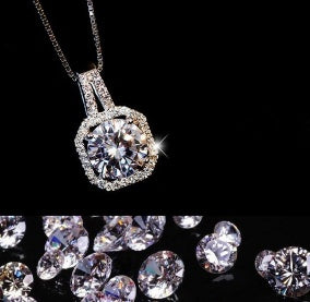 Zircon jewelry square diamond pendant short crystal clavicle chain women's explosion necklace