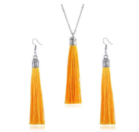 LZHLQ Fashion Tassel Necklace Sets Trendy Women Sweater Chain Necklaces Accessories Set
