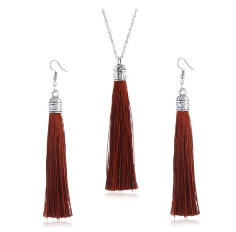 LZHLQ Fashion Tassel Necklace Sets Trendy Women Sweater Chain Necklaces Accessories Set