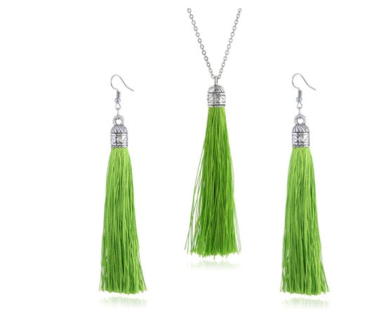 LZHLQ Fashion Tassel Necklace Sets Trendy Women Sweater Chain Necklaces Accessories Set