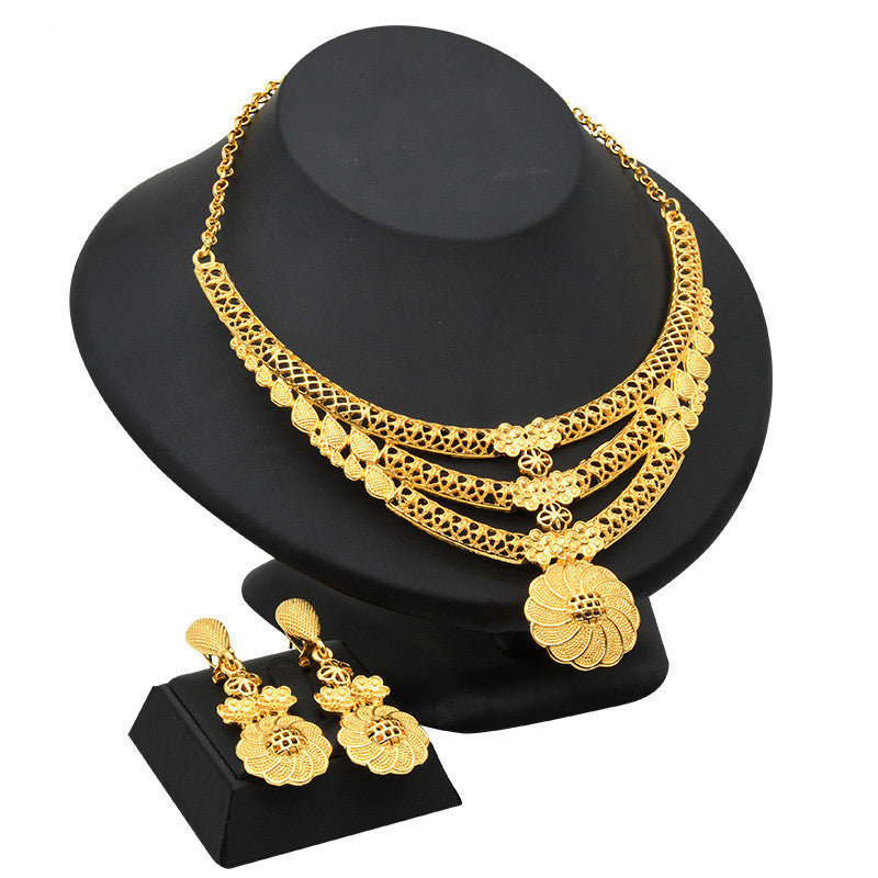 24K Gold-plated Jewelry Suit Indian Middle East Lady
