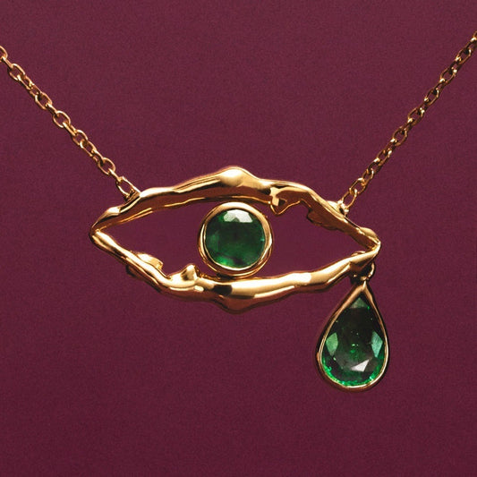 Devil's Eye Emerald Necklace Ring