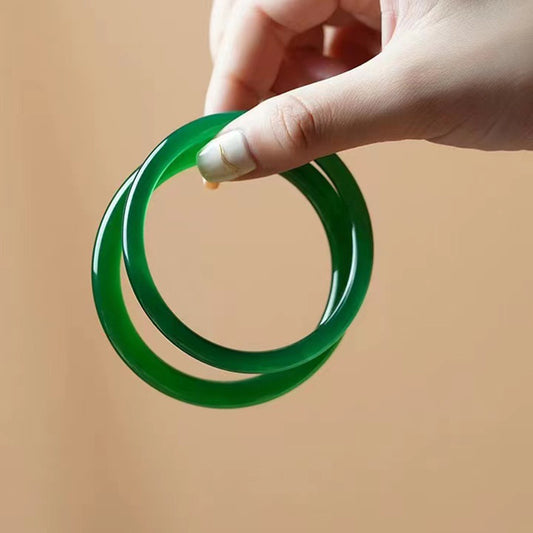 Jingle Bangle Female Natural Agate Chalcedony Bracelet Green Ice Seed Jade